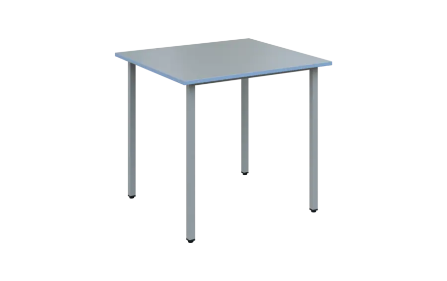 JSB 80N Jídelní stůl 800 x 800 mm, deska šedá s hranou blankyt / podnož stříbrná